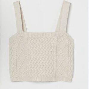 H&M Cable-knit Crop Top off-white size Medium